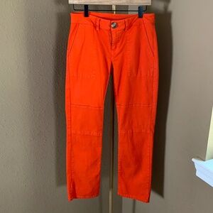 CAbi Utility Trousers Size 2 Orange Stretch Canvas Pants